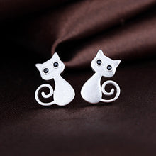 Silver Plated Lovely Cat Stud Earring - Smart Pets Nation