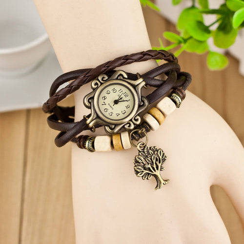 Vintage Brown Leather Bracelet Watch - Smart Pets Nation