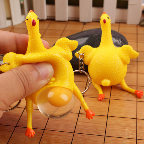 Hens Laying Egg Keychains Sticky Venting Prank Funny Gift Key Chain - Smart Pets Nation