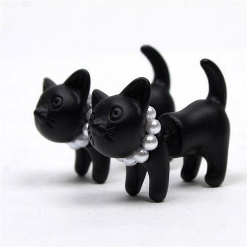 Black Kitty Pearl Stud Earring - Smart Pets Nation