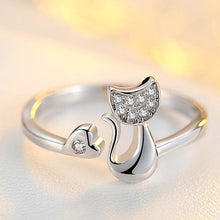 Lovely Cat Shape Clear Crystal Free Size Ring - Smart Pets Nation