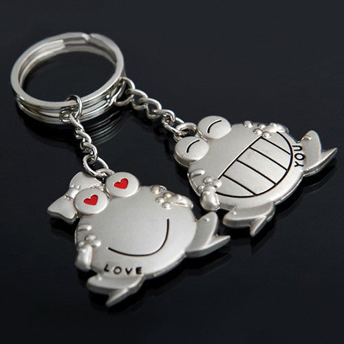 1 Pair Love Antique Silver Plated Frog Key Ring Keychain - Smart Pets Nation