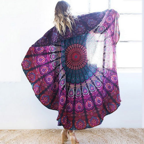 Fire Peacock Mandala 150cm Bedding Round Beach Scarf - Smart Pets Nation