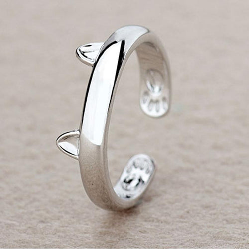 Re-sizable Silver Plated Cat Ear Ring - Smart Pets Nation