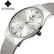 Men Luxury Stainless Steel Mesh Strap Ultra Thin Dial Clock - Smart Pets Nation