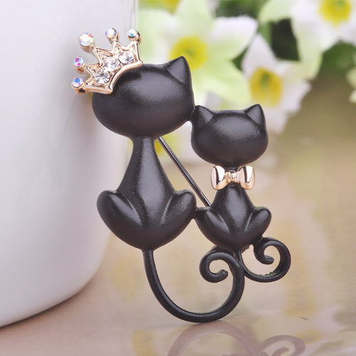 Smooth Black Mother Daughter Cats Brooches - Smart Pets Nation