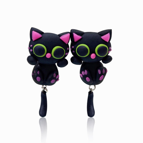 Polymer Clay Lovely Handmade Black Stud Earrings - Smart Pets Nation