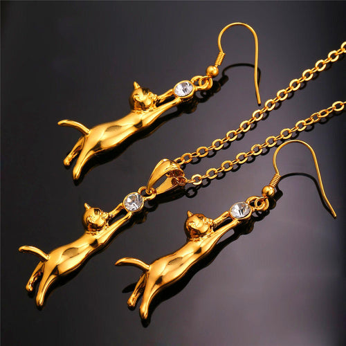 Hanging Cat Necklace Earring Sets - Smart Pets Nation